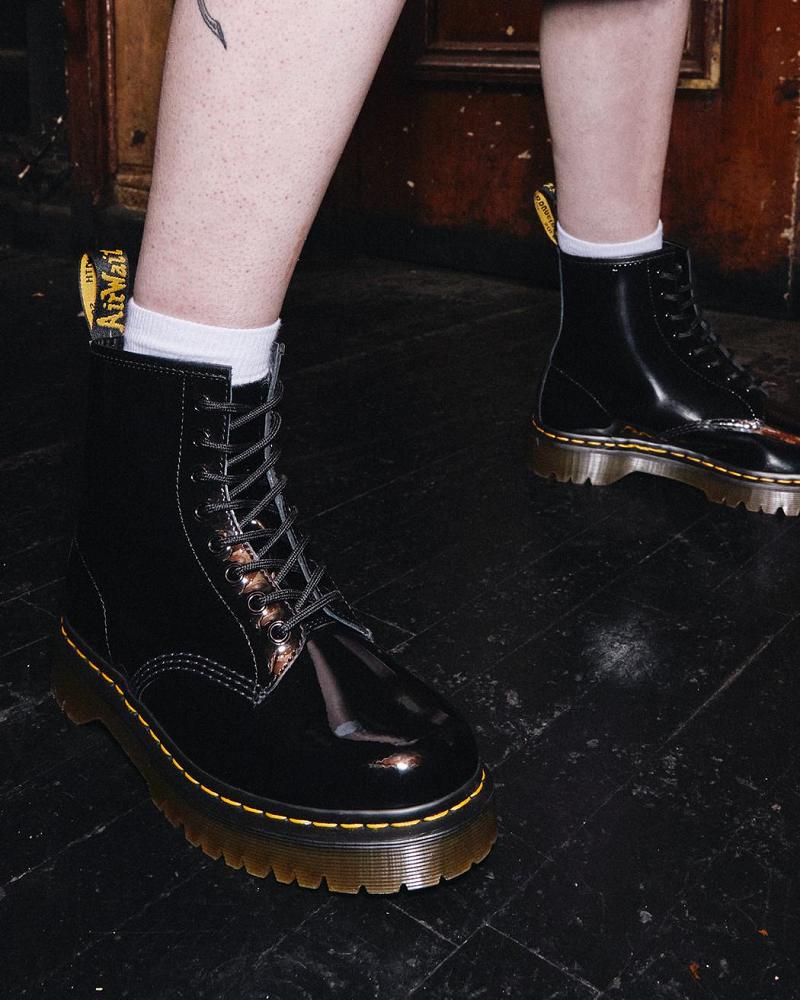 Men's Dr Martens 1460 Bex Patent Leather Lace Up Boots Black | AU 502TCE